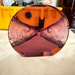 $999 Authentic TITTOT Crystal Art Glass 2001 Signed LE Kiss Fish Purple 725/828